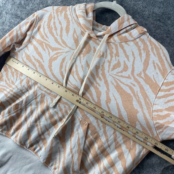 SUNDRY Hoodie XS Orange Zebra Print Long Sleeve Pullover Knit - Picture 8 of 14